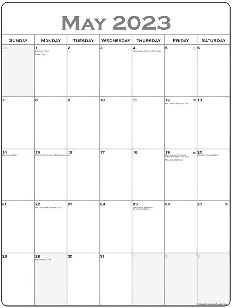 May 2023 Calendar With Holidays Printable Get Calendar 2023 Update