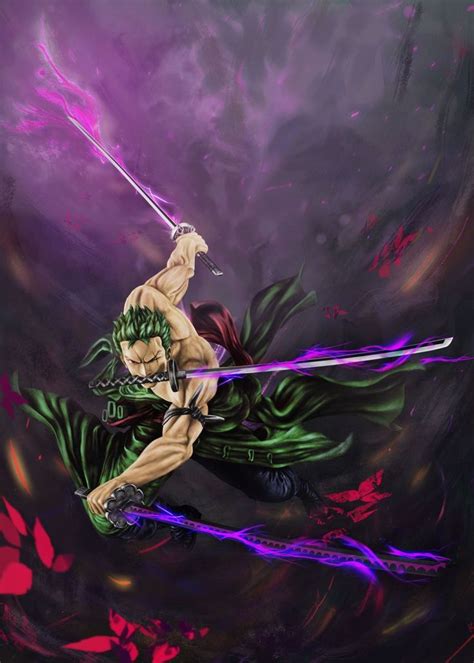 Zoro Three Swords Poster By Trần Văn Dũng Displate Manga Anime