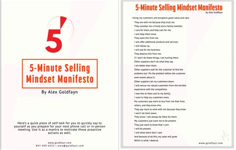 Download Your 5 Minute Selling Mindset Manifesto Here Alex Goldfayn