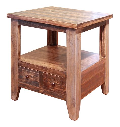 Antique reproduction design, 100% genuine mahogany wood. Antique End Table W/ 2 Drawers IFD Furniture | Furniture Cart
