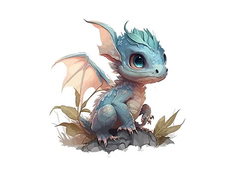 Cute Baby Dragon Watercolor Clipart Svg Graphic By Phoenixvectorart