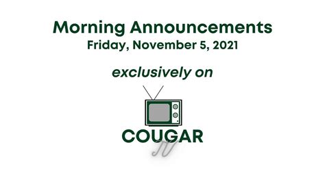 Morning Announcements For November 5th 2021 Youtube