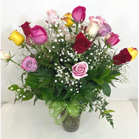 Two Dozen Premium Long Stem Assorted Roses With Filler Relles Florist