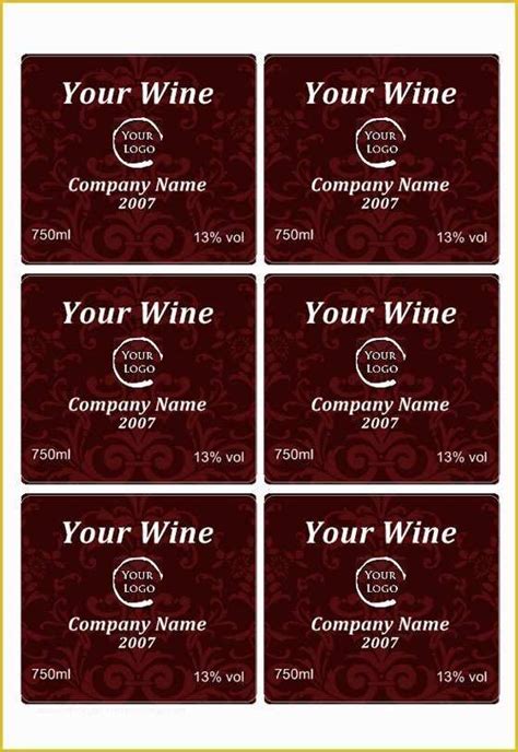 Free Wine Label Template For Word Of Wine Label Template