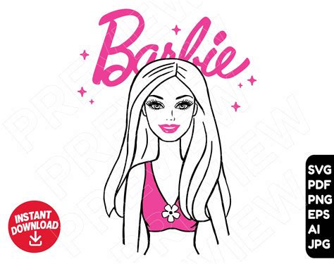 Barbie SVG design vector cut file clipart Barbie doll svg | Etsy