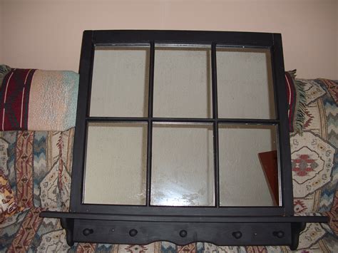 6 Pane Mirror With Shelf And Pegs Made From An Old Window Sash Mirror With Shelf Sash