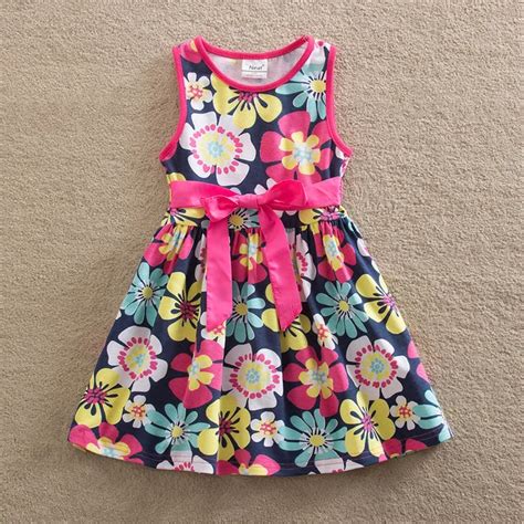 Kids Girl Dress Sleeveless Summer Cotton Floral Printing Soft Children