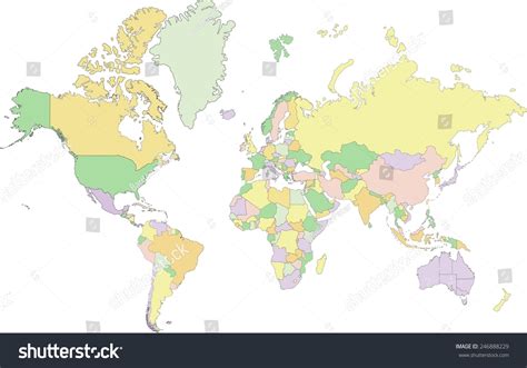 Vektor Stok Highly Detailed Political World Map Vector Tanpa Royalti