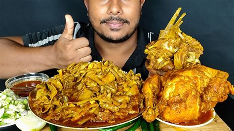 Eating Oily Mutton Boti Curry Whole Chikhen Curry Spicy Mutton Curry