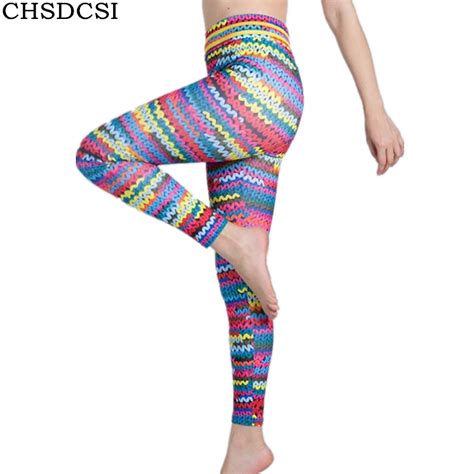 Chsdcsi 2018 Harajuku 3d Rainbow Leggings For Women Knitting Print