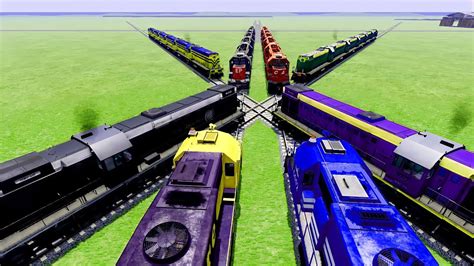 8 Trains Crossing On Bumby Forked Diamond Railroad Crossing Beamng