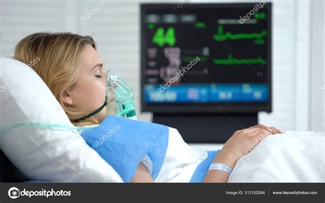 Woman Coma Heart Rate Falling Ecg Monitor Intensive Care Hospital