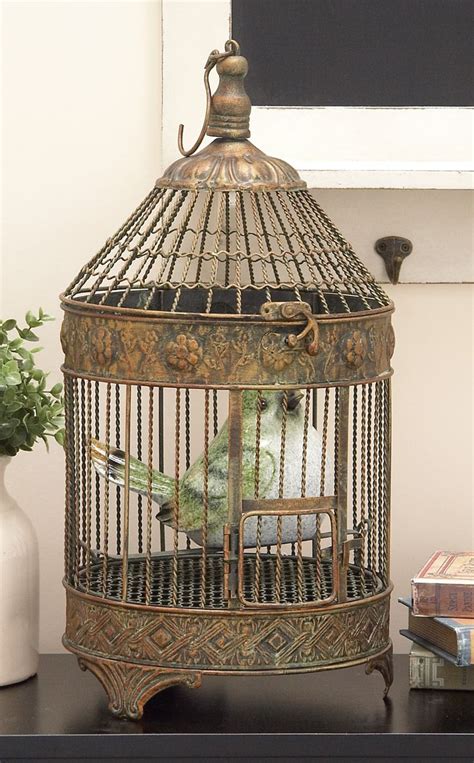 Decmode 24 16 Bronze Metal Vintage Birdcage Set Of 2