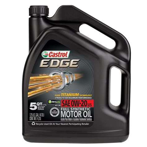 Castrol 0w 20 Edge Synthetic Motor Oil 5 Qt 1161968 Pep Boys