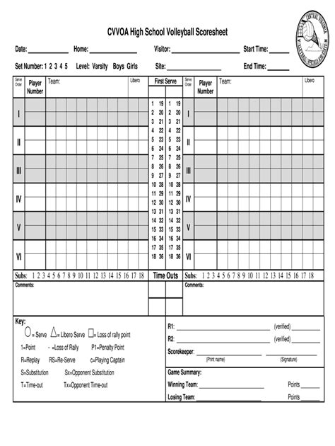 Volleyball Scoresheet Printable Customize And Print