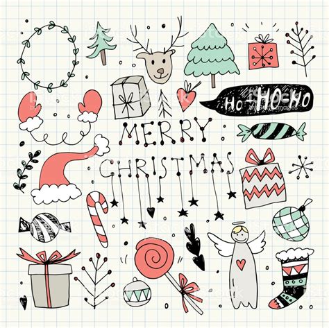 Christmas Doodle Clip Art Collection Pencil Drawing New