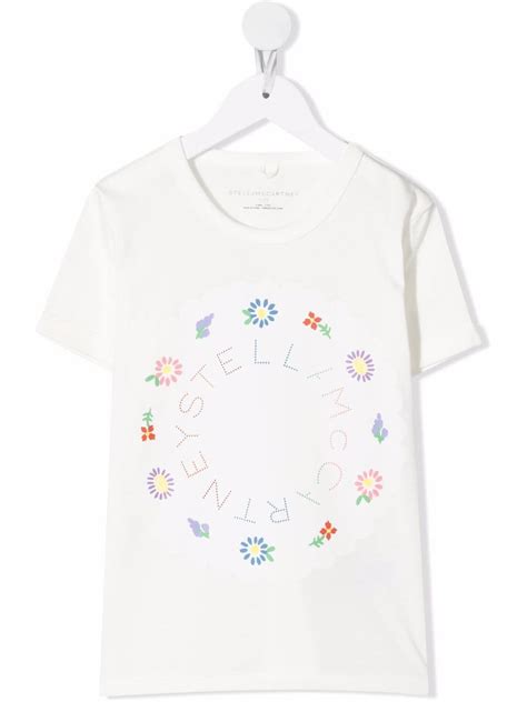 Stella Mccartney Kids Camiseta De Algodão Com Logo Floral Farfetch