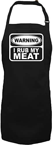 Warning I Rub My Meat Apron With 2 Patch Pockets In Black