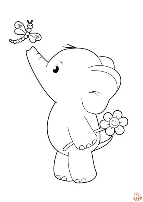 Cute Elephant Coloring Pages Printable Free And Easy For Kids