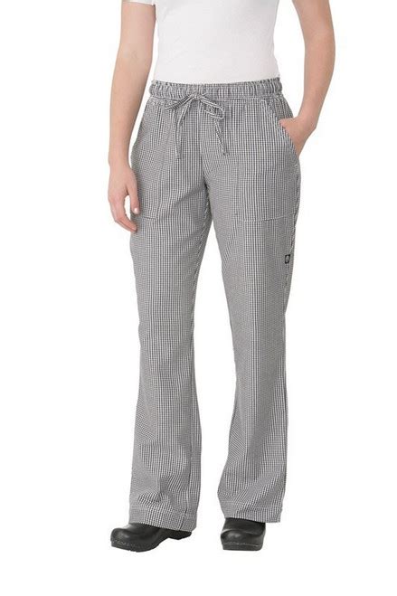 Womens Black Small Check Pants Catering Equipment Warehouse