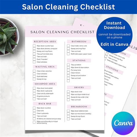 Salon Cleaning Checklist Hair Salon Cleaning Checklist Etsy