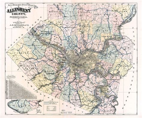 1916 Map Of Allegheny County Pennsylvania Etsy