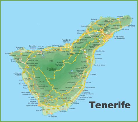 Map of Tenerife island | Tenerife, Canary islands tenerife, Island