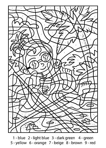 I saw some of your other color by number worksheets and was wondering if you had any more? Color By Number Girl On A Deckchair Stock Illustration ...