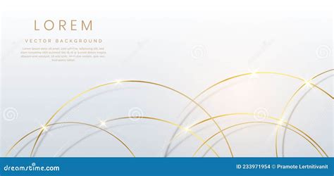Abstract Gold Circles Lines Overlapping On White Background Stock