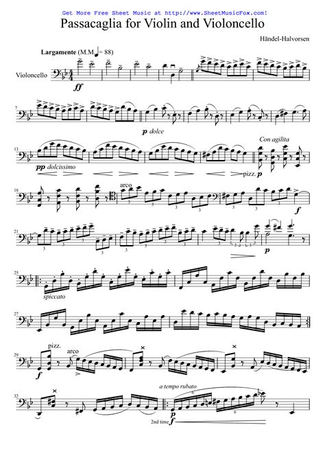 Free Sheet Music For Passacaglia For Violin And Viola Halvorsen Johan