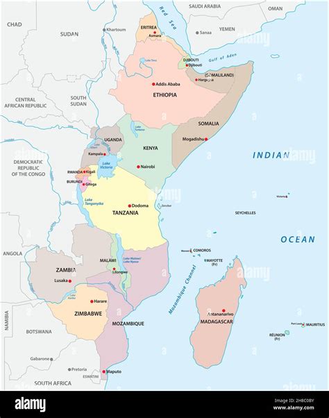 Carte Vectorielle Politique De La Région De Lafrique De Lest Image
