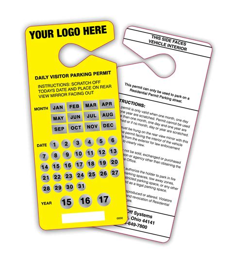 Scratch Off Parking Permits And Passes By Scratch Off Systems Inc