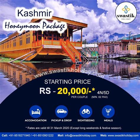 Kashmir Honeymoon Package For Couples With 4n Accommodations Just Rs
