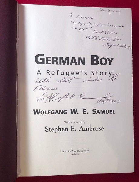 German Boy A Refugees Story Signed By Author And His Sister