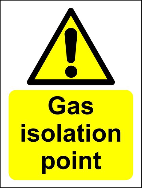 Gas Isolation Point Safety Sign 12mm Rigid Plastic 200mm X 150mm