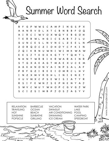 Welcome summer word search : Summer Word Search - Black & White - Tim's Printables