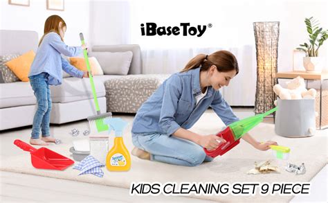 Ibasetoy 9 Pcs Toy Cleaning Set Pretend Play Cleaning Toy