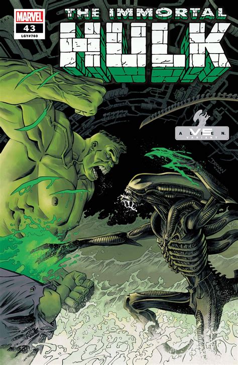 The Immortal Hulk 43 Shalvey Marvel Vs Alien Cover Fresh Comics