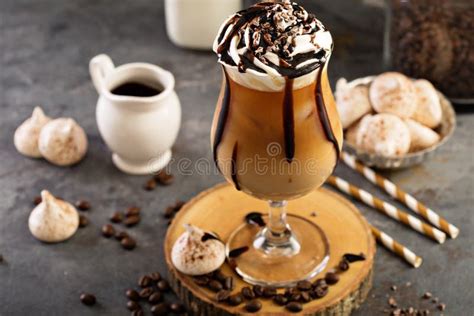 Iced Coffee With Whipped Cream Stock Photo Image Of Cool Frappe