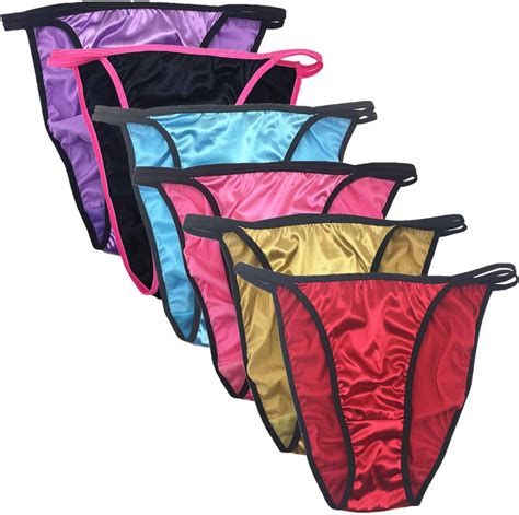 colorful star 6 pack women s sexy satin string bikini underwear shine smooth underwear amazon