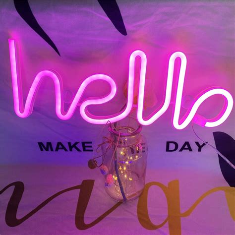 Qiaofei Neon Light Led Hello Neon Word Sign Neon Letters Light Art Decorative Lights Marquee
