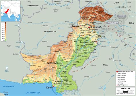 Large Size Physical Map Of Pakistan Worldometer