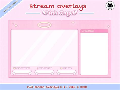 Pink Angel Overlays Twitch Kawaii Streamer Pastel Etsy