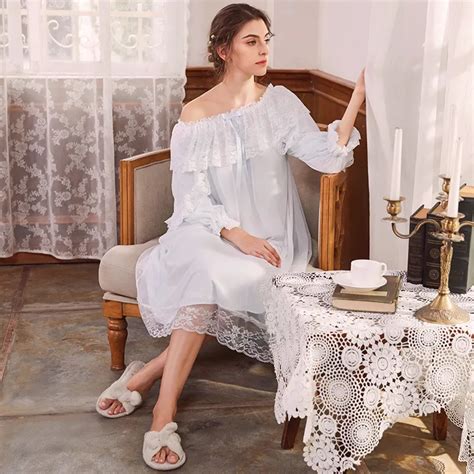 beautiful sweet lace mesh cotton nightgowns for women aesthetic elegant princess night dress