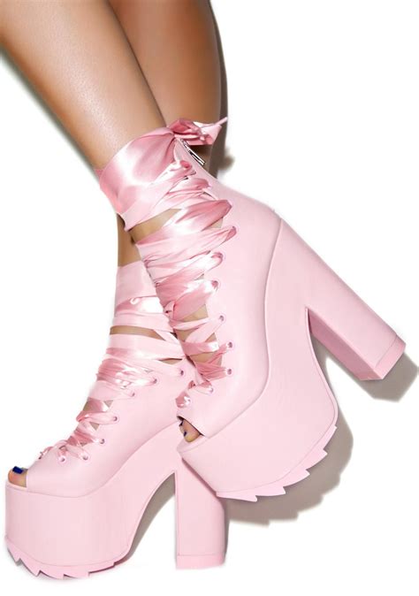 Yru Pink Ballet Bae Platforms Pink Ballet Shoes Pink High Heel Shoes Heels
