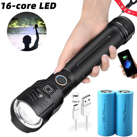 Xhp160 16 Core Powerful Led Flashlight Usb Type C Rechargeable Zoom