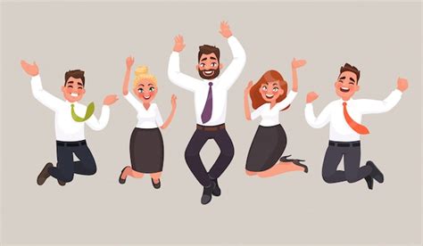 Premium Vector Business People Are Jumping Celebrating Achievement