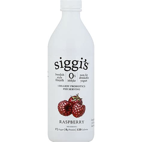 Siggis Probiotic Drinkable Nonfat Yogurt Raspberry 32 Fl Oz