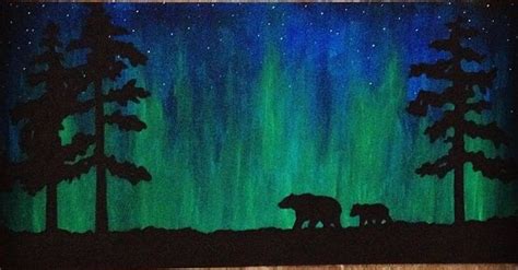 Northern Lights Bear Painting Northern Lights Art