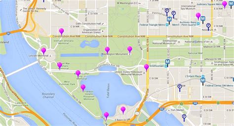 Map Of Monuments And Memorials In Washington Dc